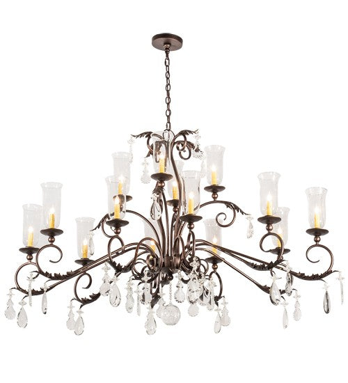 2nd Ave Lighting Windsor 60" Long 14 Light Oblong Chandelier in Mahogany Bronze Finish