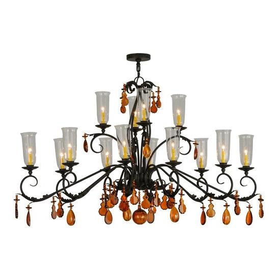 2nd Ave Lighting Windsor 62" Long 14 Light Oblong Chandelier in Chestnut Finish