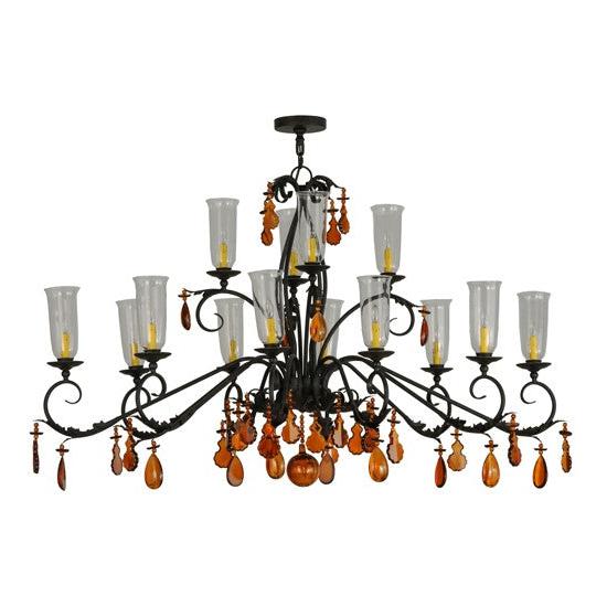 2nd Ave Lighting Windsor 62" Long 14 Light Oblong Chandelier in Chestnut Finish