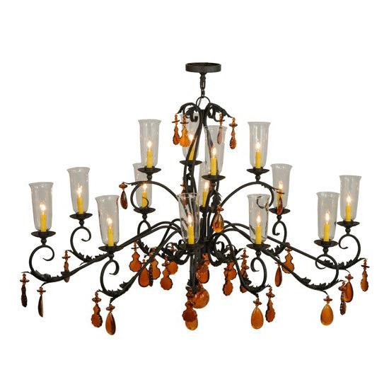 2nd Ave Lighting Windsor 62" Long 14 Light Oblong Chandelier in Chestnut Finish