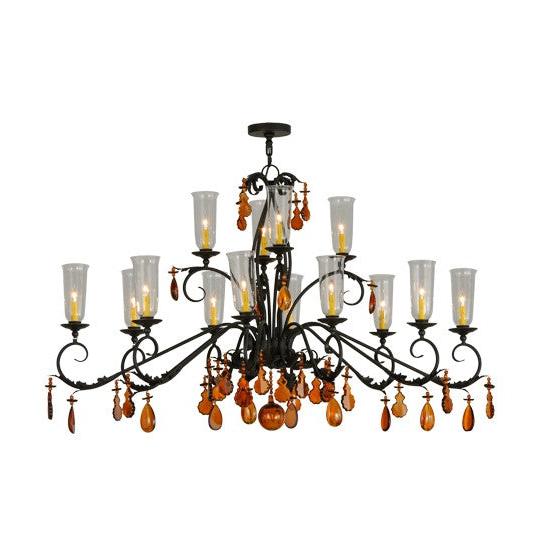 2nd Ave Lighting Windsor 62" Long 14 Light Oblong Chandelier in Chestnut Finish
