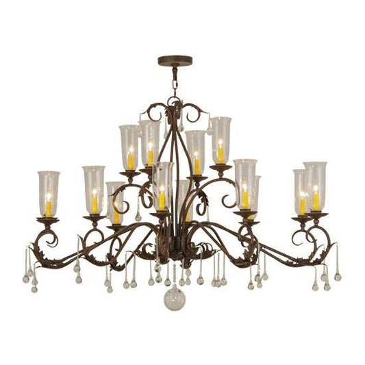 2nd Ave Lighting Windsor 62" Long 14 Light Oblong Chandelier in Classic Rust Finish