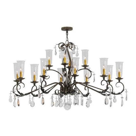 2nd Ave Lighting Windsor 62" Long 14 Light Oblong Chandelier in French Bronze Finish