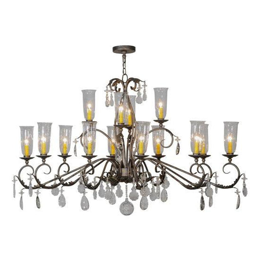 2nd Ave Lighting Windsor 62" Long 14 Light Oblong Chandelier in French Bronze