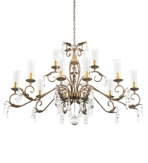 2nd Ave Lighting Windsor 62" Long 14 Light Oblong Chandelier in Tuscan Ivory Finish