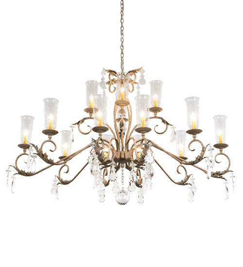 2nd Ave Lighting Windsor 62" Long 14 Light Oblong Chandelier in Tuscan Ivory Finish