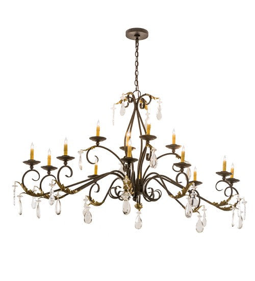 2nd Ave Lighting Windsor 64" Long 14 Light Oblong Chandelier in Golden Bronze Finish