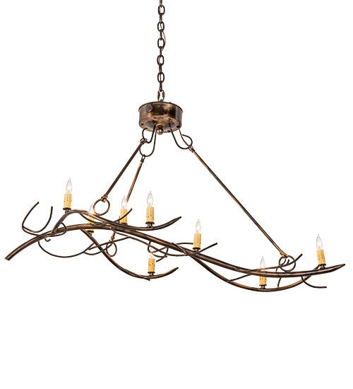 2nd Ave Lighting Winter Solstice 44" Long 8 LT Oblong Chandelier in Light Burnished Antique Copper Finish