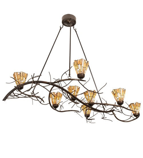 2nd Ave Lighting Winter Solstice 61" Delta 8 Light Oblong Chandelier in Timeless Bronze and Dark Burnished Antique Copper Finish