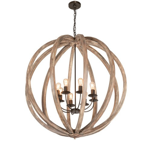 2nd Ave Lighting Woodward 46" Wide Pendant in Bronze and Oak Barrel Stave Finish