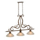 2nd Ave Lighting Zamora 49" 3-Light E26 Base White Scavo Glass Shade Antique Rust Island Pendant Light