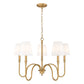 Z-Lite Jisele 30" 5-Light Rubbed Brass Steel Frame White Linen Shade Chandelier