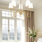 Z-Lite Jisele 30" 5-Light Rubbed Brass Steel Frame White Linen Shade Chandelier