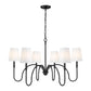 Z-Lite Jisele 42" 6-Light Matte Black Steel Frame White Linen Shade Chandelier