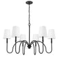 Z-Lite Jisele 42" 6-Light Matte Black Steel Frame White Linen Shade Chandelier