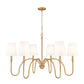 Z-Lite Jisele 42" 6-Light Rubbed Brass Steel Frame White Linen Shade Chandelier