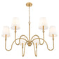 Z-Lite Jisele 42" 6-Light Rubbed Brass Steel Frame White Linen Shade Chandelier