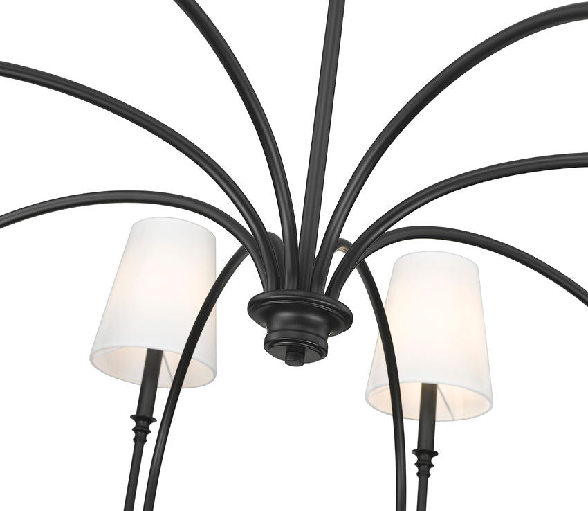 Z-Lite Jisele 59" 8-Light Matte Black Steel Frame White Linen Shade Chandelier