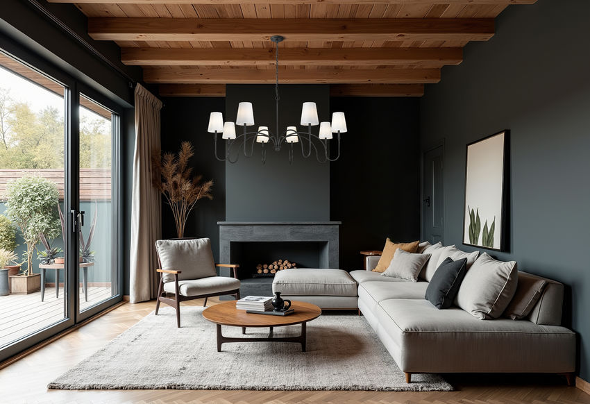 Z-Lite Jisele 59" 8-Light Matte Black Steel Frame White Linen Shade Chandelier