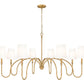 Z-Lite Jisele 59" 8-Light Rubbed Brass Steel Frame White Linen Shade Chandelier