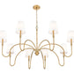 Z-Lite Jisele 59" 8-Light Rubbed Brass Steel Frame White Linen Shade Chandelier