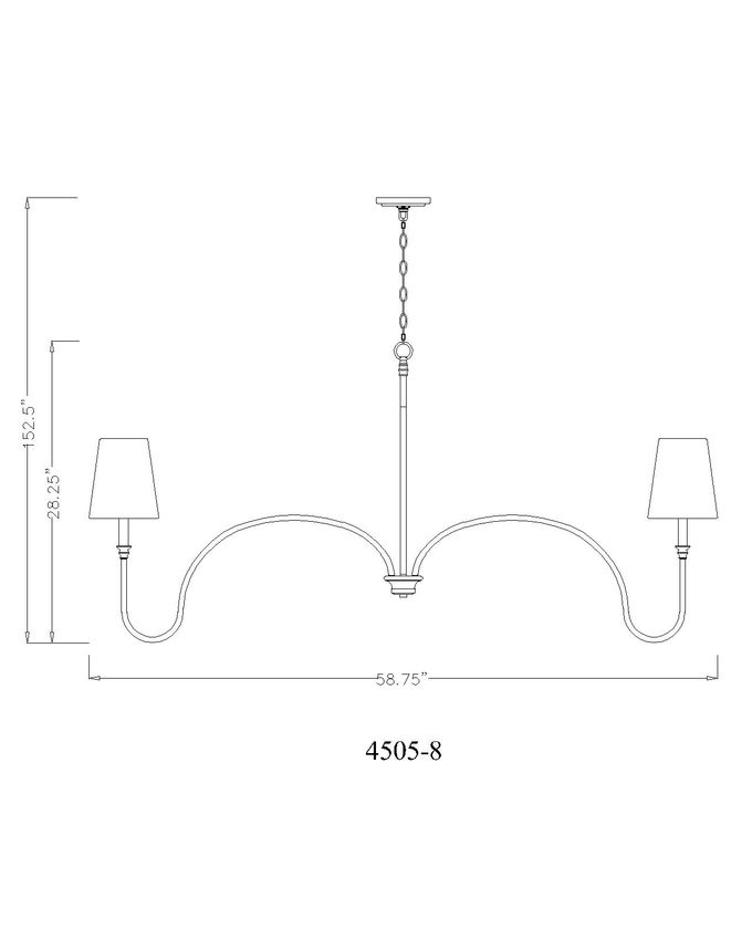 Z-Lite Jisele 59" 8-Light Rubbed Brass Steel Frame White Linen Shade Chandelier