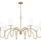 Z-Lite Jisele 59" 8-Light Rubbed Brass Steel Frame White Linen Shade Chandelier