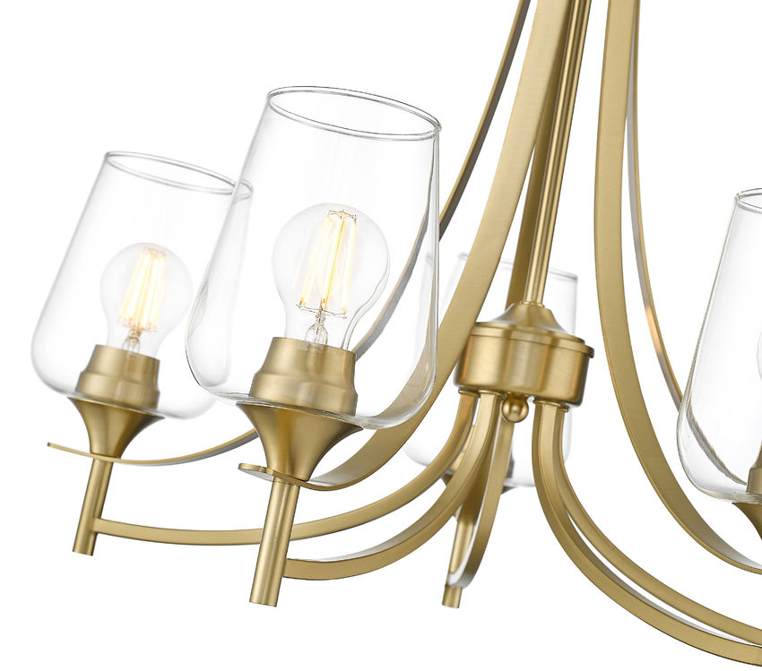 Z-Lite Joliet 25" 5-Light Burnished Brass Steel Frame Clear Glass Shade Chandelier