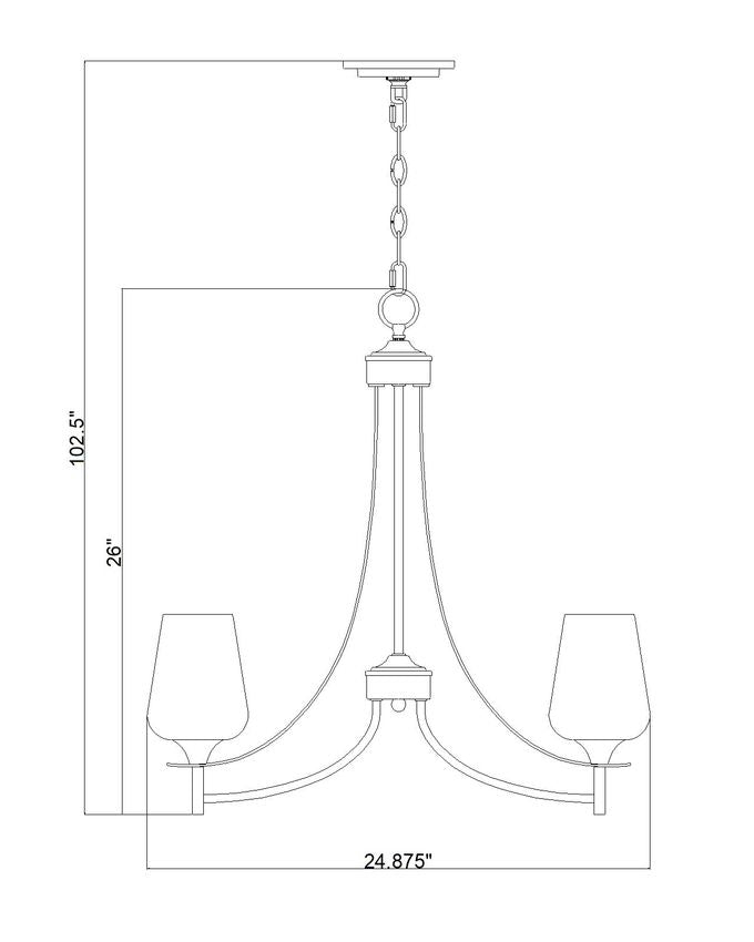 Z-Lite Joliet 25" 5-Light Burnished Brass Steel Frame Clear Glass Shade Chandelier