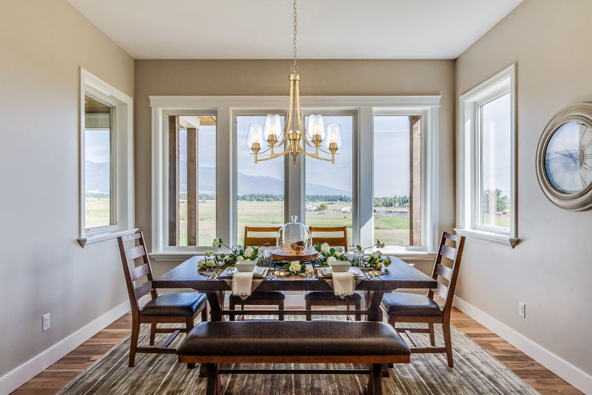 Z-Lite Joliet 25" 5-Light Burnished Brass Steel Frame Clear Glass Shade Chandelier