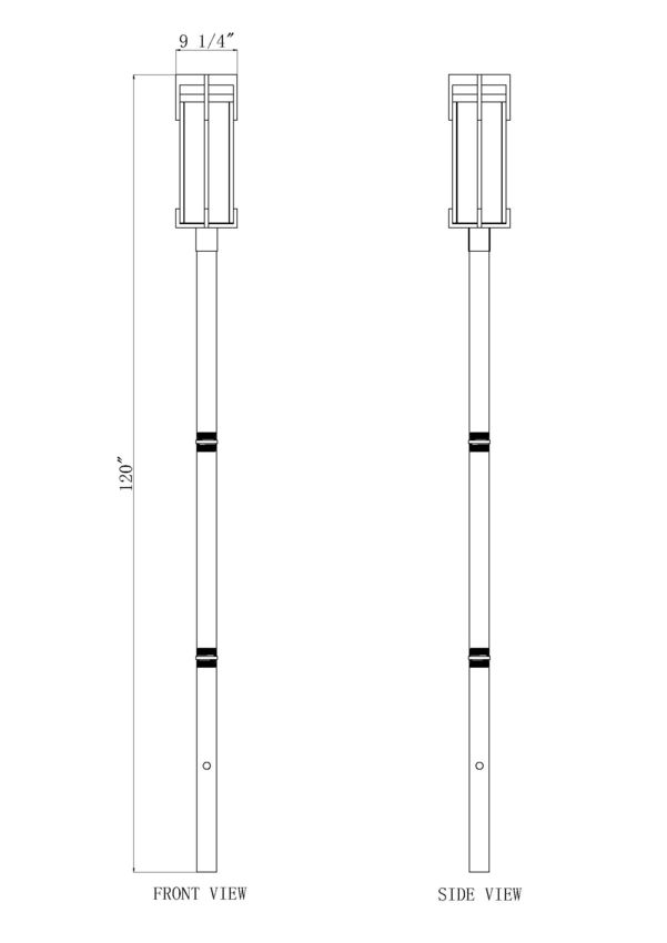 Z-Lite Fortis 5031PHBR-5009P96-BK 2-Light Aluminum Sand Black Frame Clear Ribbed Glass Shade Outdoor Post Mounted Fixture