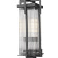 Z-Lite Fortis 5031PHBS-BK 2-Light Aluminum Sand Black Frame Clear Ribbed Glass Shade Outdoor Post Mounted Fixture