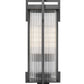 Z-Lite Fortis 5031PHBS-BK 2-Light Aluminum Sand Black Frame Clear Ribbed Glass Shade Outdoor Post Mounted Fixture