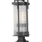 Z-Lite Fortis 5031PHBS-SQPM-BK 2-Light Aluminum Sand Black Frame Clear Ribbed Glass Shade Outdoor Pier Mounted Fixture