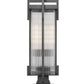 Z-Lite Fortis 5031PHBS-SQPM-BK 2-Light Aluminum Sand Black Frame Clear Ribbed Glass Shade Outdoor Pier Mounted Fixture