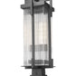 Z-Lite Fortis 5031PHBS-SQPM-BK 2-Light Aluminum Sand Black Frame Clear Ribbed Glass Shade Outdoor Pier Mounted Fixture