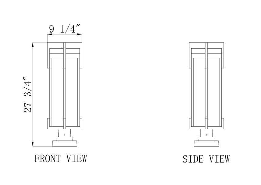 Z-Lite Fortis 5031PHBS-SQPM-BK 2-Light Aluminum Sand Black Frame Clear Ribbed Glass Shade Outdoor Pier Mounted Fixture