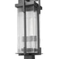 Z-Lite Fortis 5031PHBS-SQPM-BK 2-Light Aluminum Sand Black Frame Clear Ribbed Glass Shade Outdoor Pier Mounted Fixture