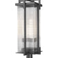 Z-Lite Fortis 5031PHXLR-533PM-BK 3-Light Aluminum Sand Black Frame Clear Ribbed Glass Shade Outdoor Post Mounted Fixture