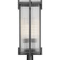 Z-Lite Fortis 5031PHXLR-533PM-BK 3-Light Aluminum Sand Black Frame Clear Ribbed Glass Shade Outdoor Post Mounted Fixture
