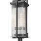 Z-Lite Fortis 5031PHXLR-533PM-BK 3-Light Aluminum Sand Black Frame Clear Ribbed Glass Shade Outdoor Post Mounted Fixture