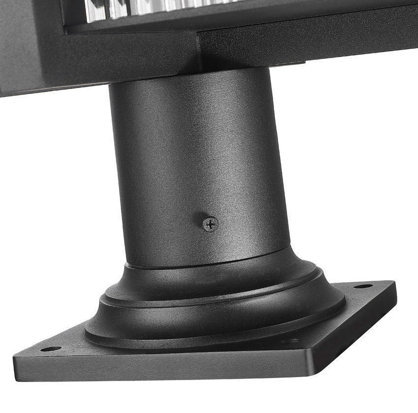 Z-Lite Fortis 5031PHXLR-533PM-BK 3-Light Aluminum Sand Black Frame Clear Ribbed Glass Shade Outdoor Post Mounted Fixture