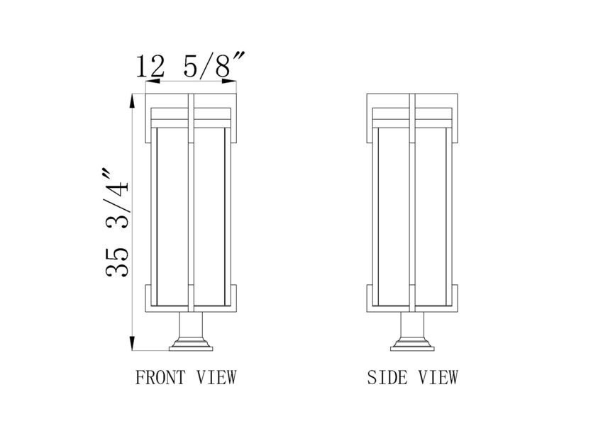 Z-Lite Fortis 5031PHXLR-533PM-BK 3-Light Aluminum Sand Black Frame Clear Ribbed Glass Shade Outdoor Post Mounted Fixture