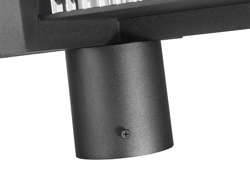 Z-Lite Fortis 5031PHXLR-BK 3-Light Aluminum Sand Black Frame Clear Ribbed Glass Shade Outdoor Post Mount Fixture