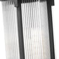 Z-Lite Fortis 5031PHXLS-536P-BK 3-Light Aluminum Sand Black Frame Clear Ribbed Glass Shade Outdoor Post Mounted Fixture