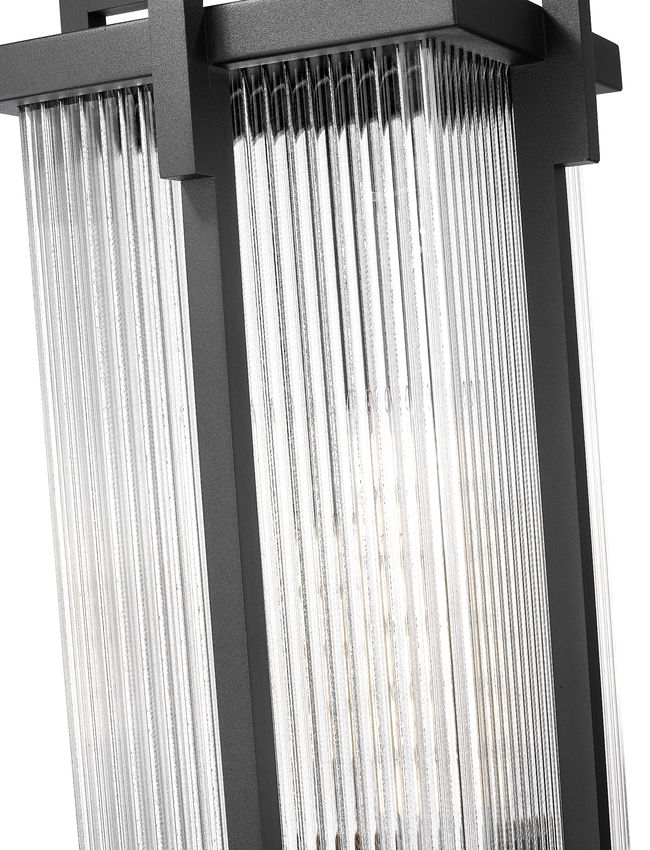 Z-Lite Fortis 5031PHXLS-536P-BK 3-Light Aluminum Sand Black Frame Clear Ribbed Glass Shade Outdoor Post Mounted Fixture