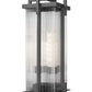 Z-Lite Fortis 5031PHXLS-BK 3-Light Aluminum Sand Black Frame Clear Ribbed Glass Shade Outdoor Post Mount Fixture