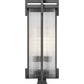 Z-Lite Fortis 5031PHXLS-SQPM-BK 3-Light Aluminum Sand Black Frame Clear Ribbed Glass Shade Outdoor Pier Mounted Fixture
