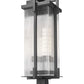 Z-Lite Fortis 5031PHXLS-SQPM-BK 3-Light Aluminum Sand Black Frame Clear Ribbed Glass Shade Outdoor Pier Mounted Fixture