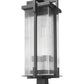 Z-Lite Fortis 5031PHXLS-SQPM-BK 3-Light Aluminum Sand Black Frame Clear Ribbed Glass Shade Outdoor Pier Mounted Fixture